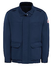 Airgas - R30JET2NVRGL - Bulwark® Large Regular Navy Blue EXCEL FR® Twill  Cotton Flame Resistant Jacket With Cotton Lining Zipper Front Closure